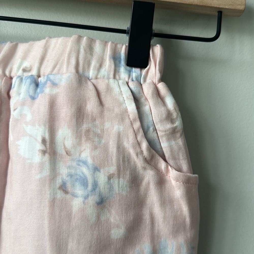NWOT Girls Ella Jean Pink Floral Ruffle Hem Elastic Waist Shorts 6 - Picture 3 of 5